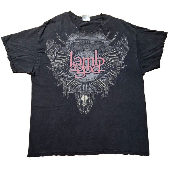 Lamb Of God Band Shirt Y2K Vine Skull 2000's Thrashed Distressed Metal Black XL - Picture 1 of 12